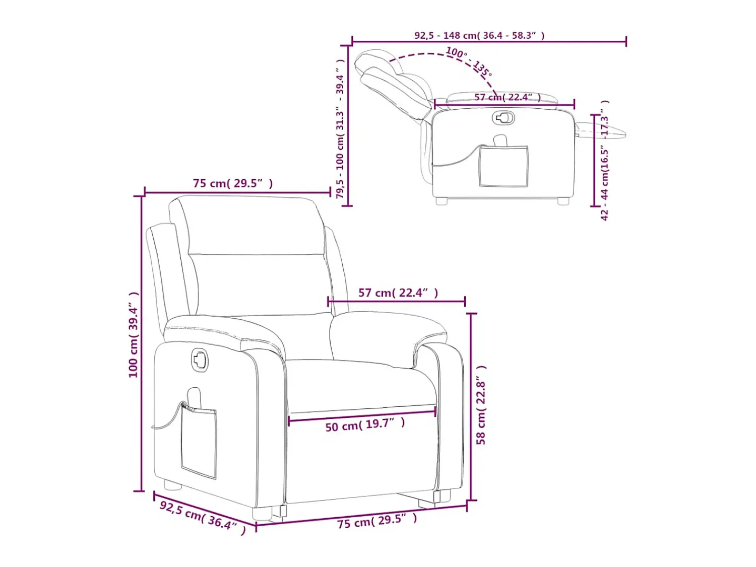 Discount vidaxl Poltrona elevatória de massagens veludo cor Creme