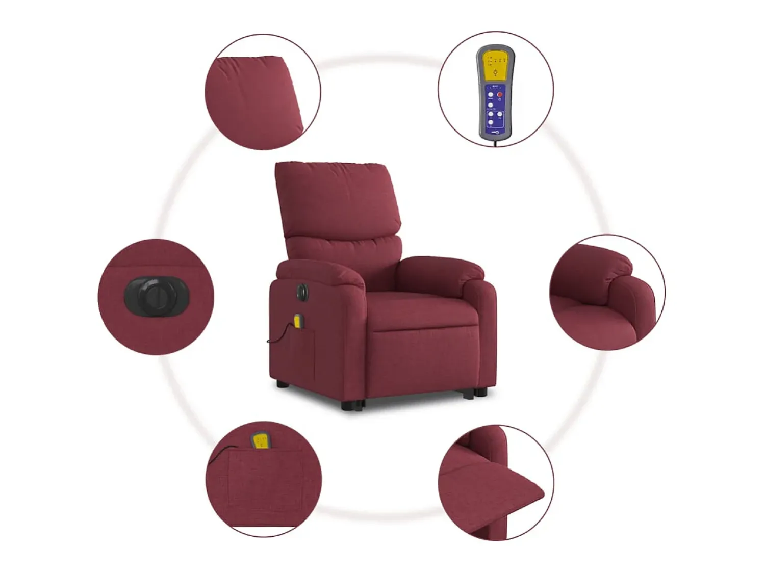 Poltrona| Poltrona elevatória de massagens elétrica tecido tinto SHL352321 Vermelho