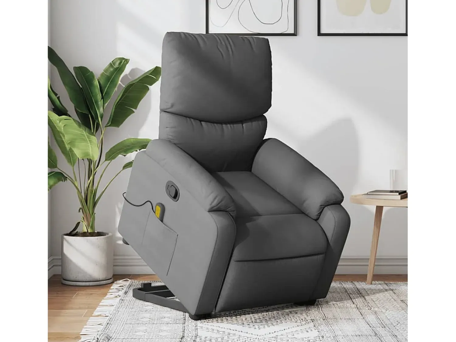 Discount Poltrona elevatória de massagens tecido cinzento-escuro SHL624456 Cinza antracite
