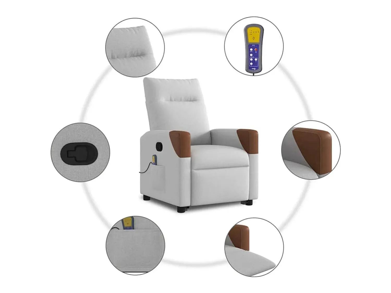 Poltrona* Poltrona elevatória de massagens tecido -nublado SHL72754 Cinzento