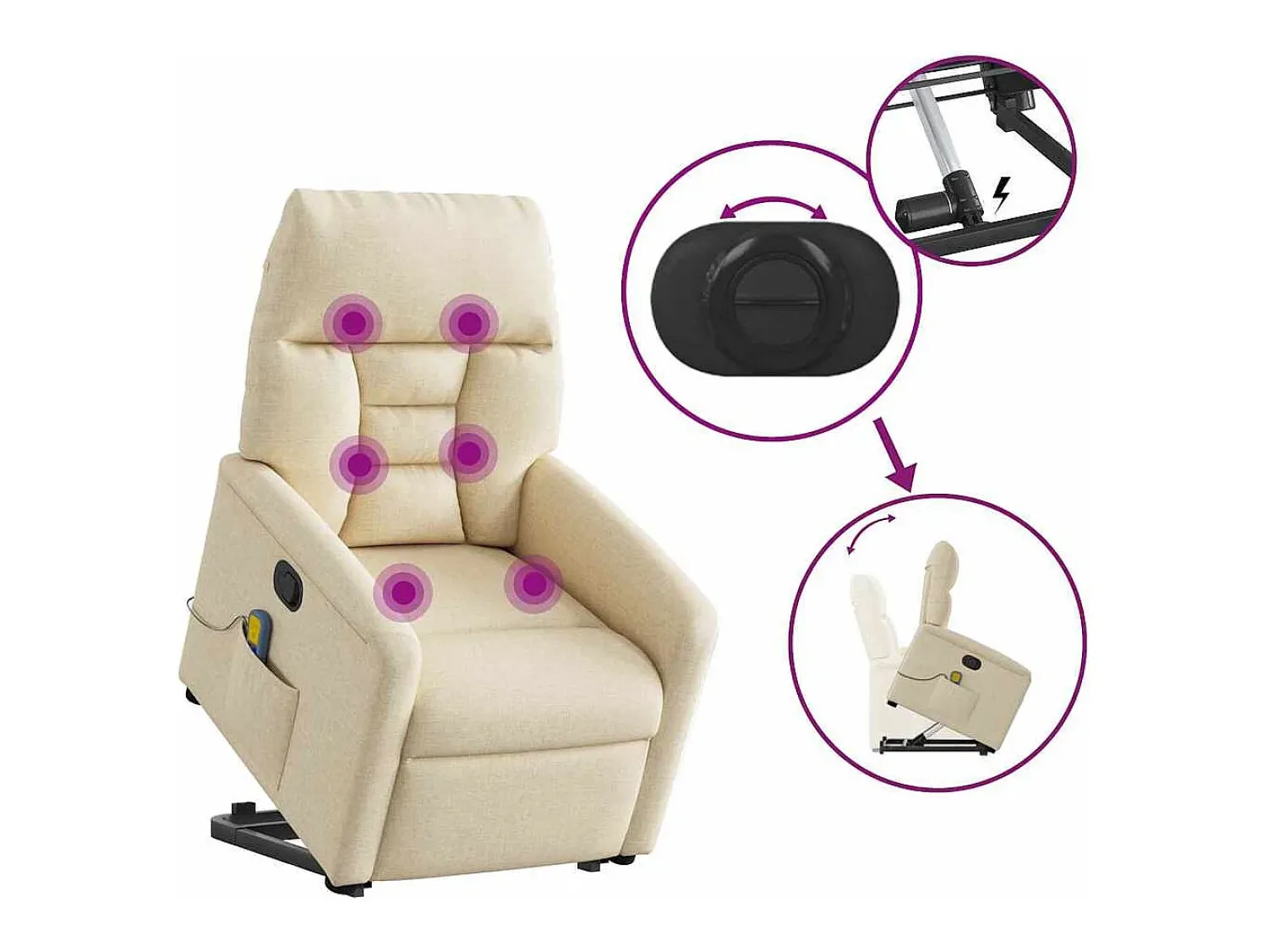 Poltrona| Poltrona elevatória de massagens tecido cor SHL89364 Creme