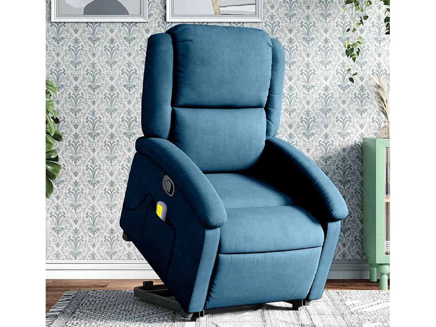 Online Poltrona elevatória de massagens veludo SHL760115 Azul