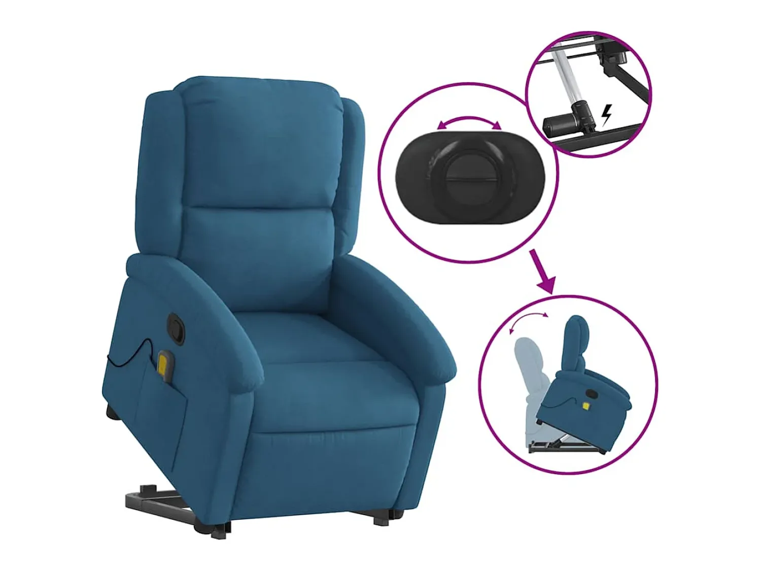 Online Poltrona elevatória de massagens veludo SHL760115 Azul