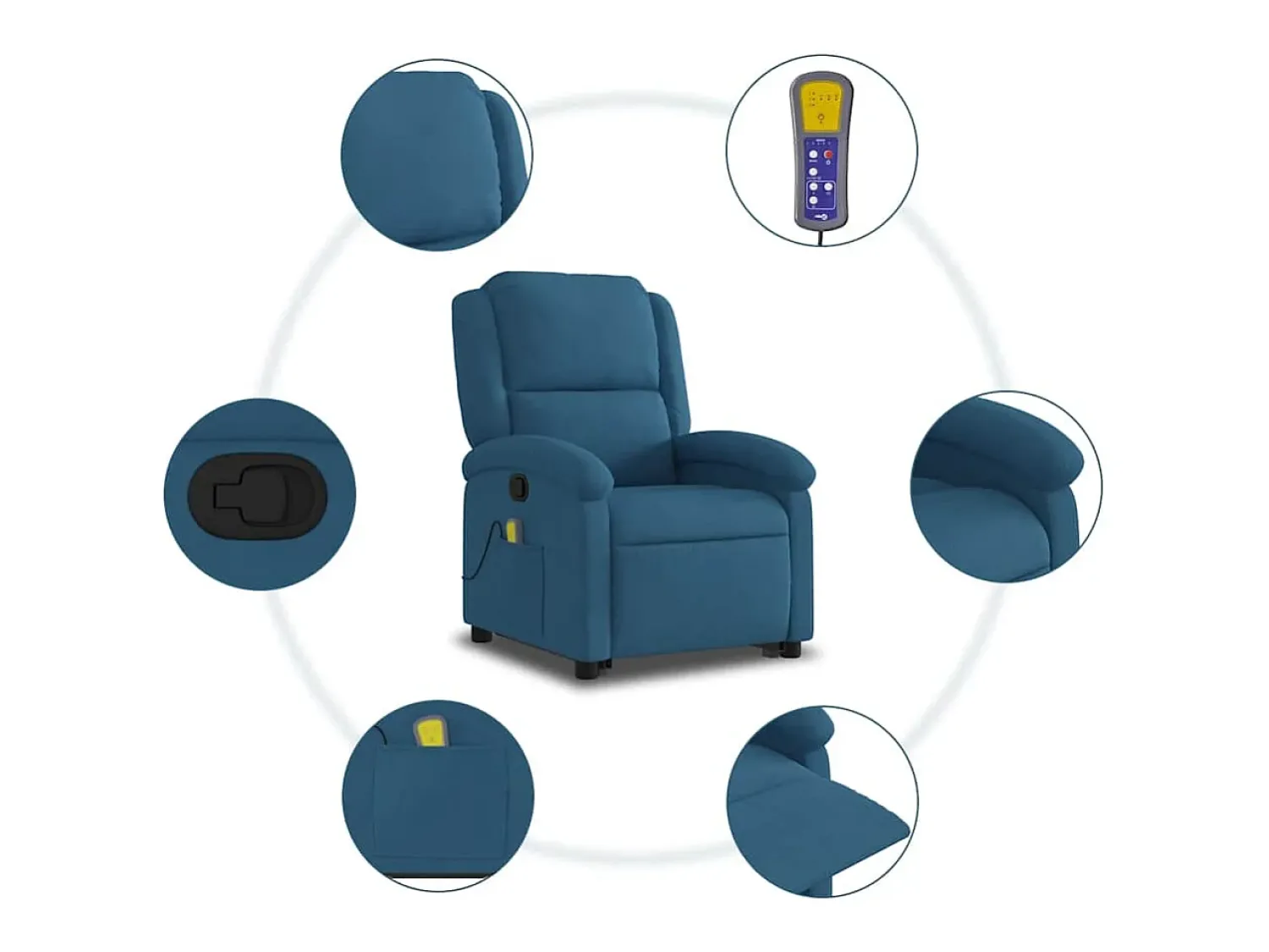 Online Poltrona elevatória de massagens veludo SHL760115 Azul