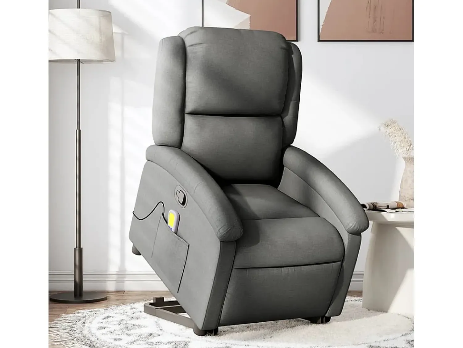New Poltrona elevatória de massagens tecido cinzento-escuro SHL770832 Cinza antracite