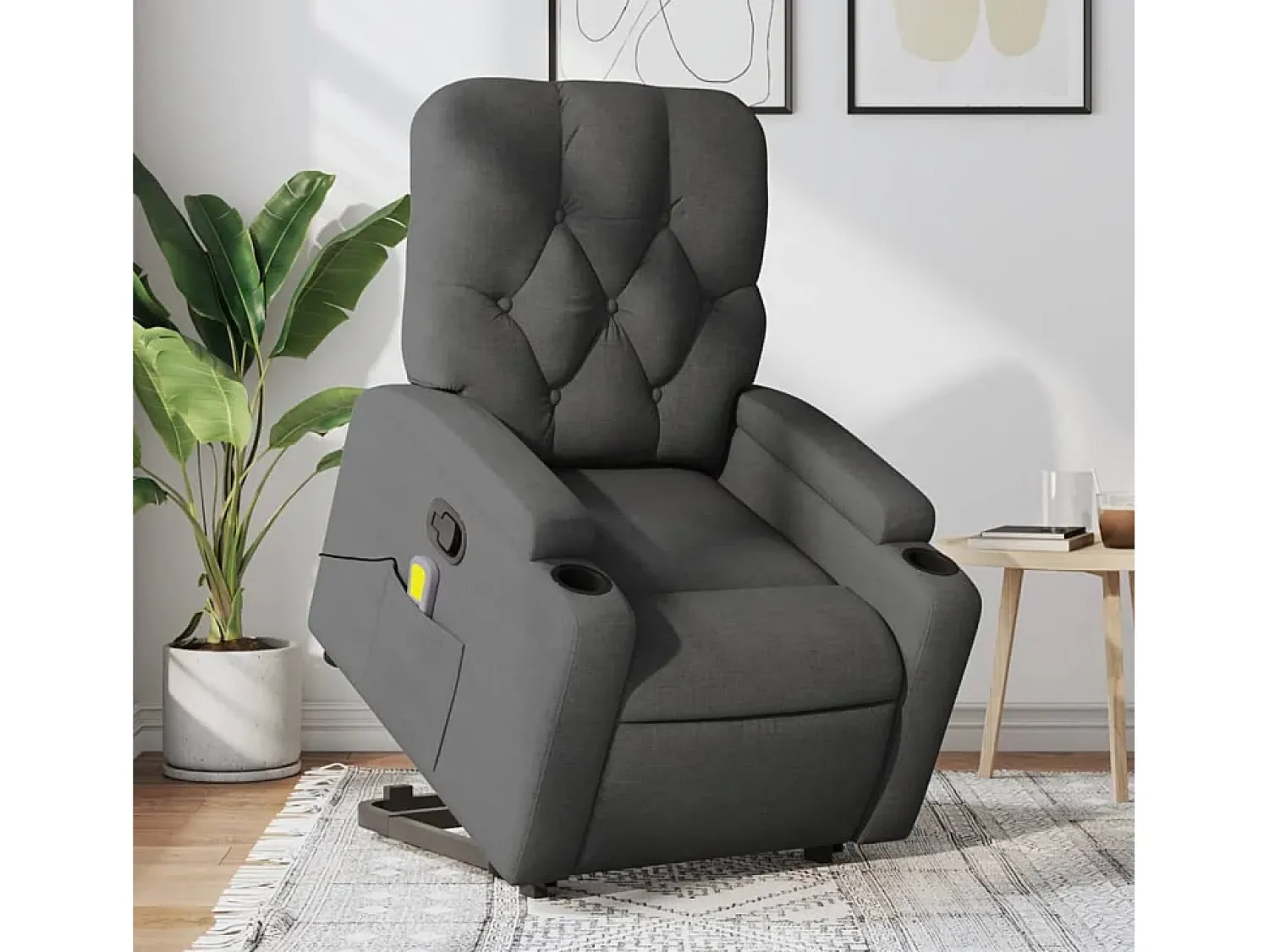 Poltrona| Poltrona elevatória de massagens tecido cinzento-escuro SHL238671 Cinza antracite