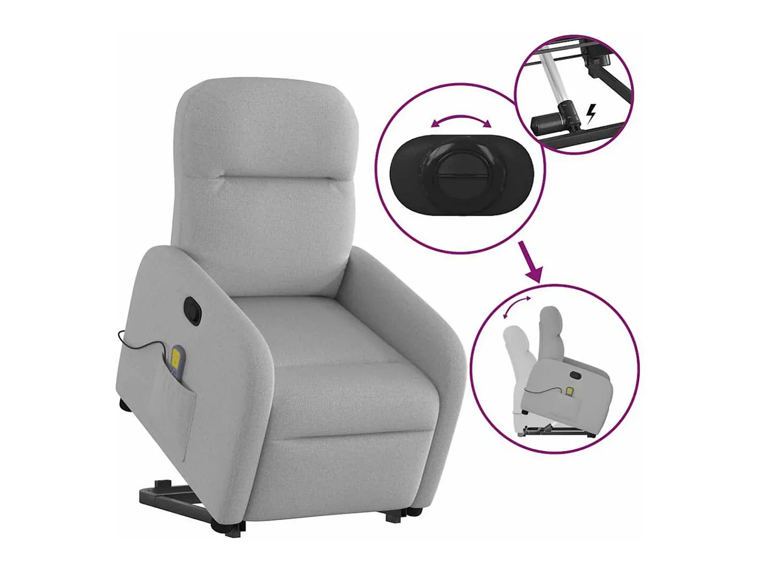 Poltrona* Poltrona elevatória de massagens tecido -nublado SHL961010 Cinzento