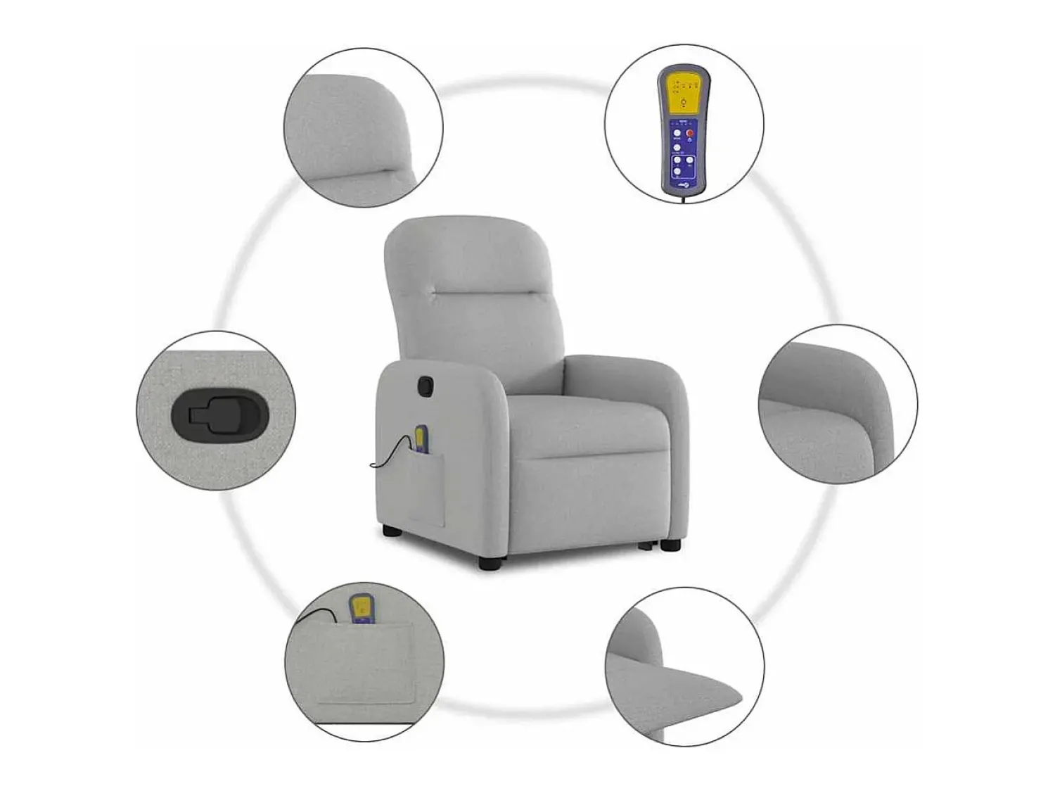 Poltrona* Poltrona elevatória de massagens tecido -nublado SHL961010 Cinzento