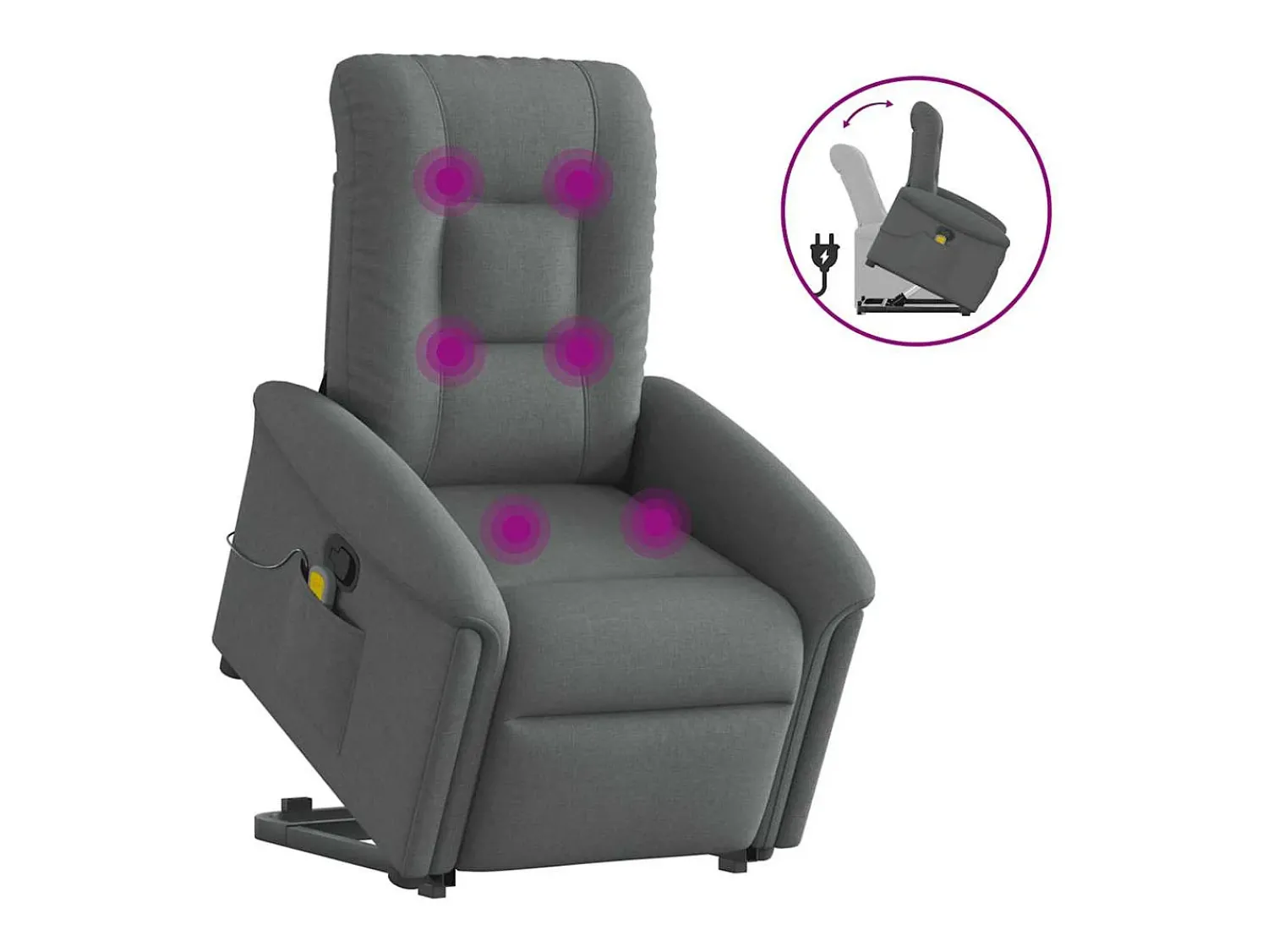 Poltrona elevatória de massagens tecido cinzento-escuro SHL251803^ Poltrona