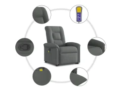 Poltrona elevatória de massagens tecido cinzento-escuro SHL251803^ Poltrona