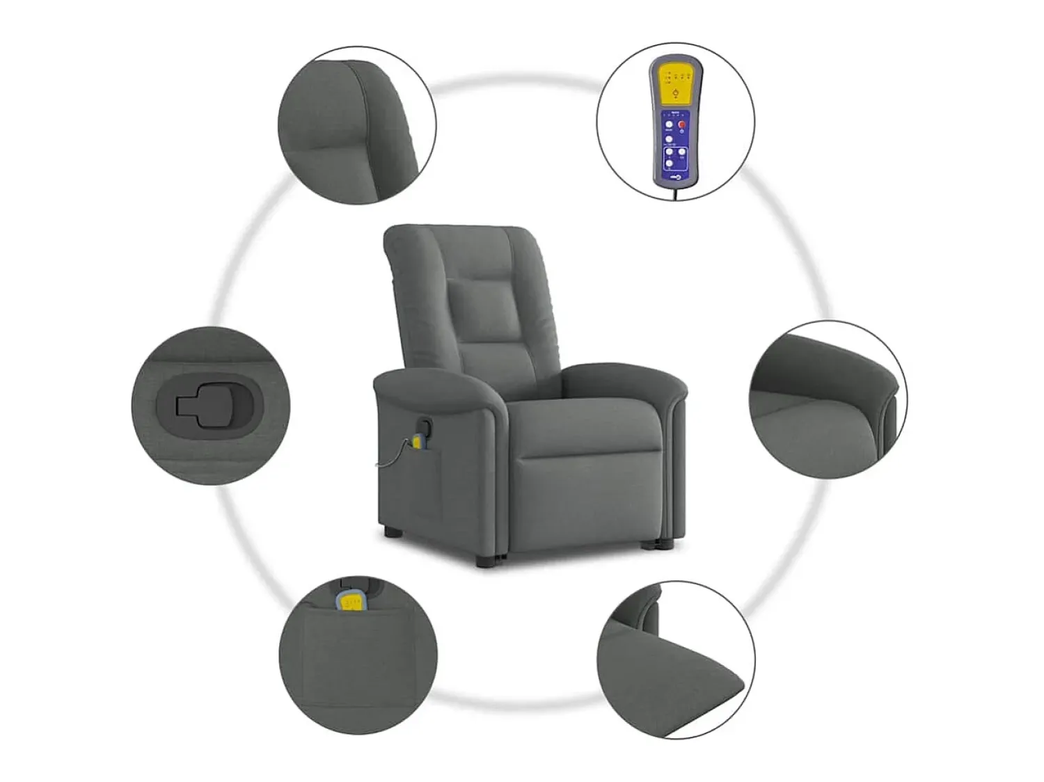 Poltrona elevatória de massagens tecido cinzento-escuro SHL251803^ Poltrona