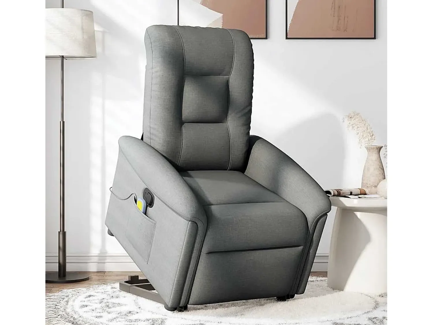 Poltrona elevatória de massagens tecido cinzento-escuro SHL251803^ Poltrona