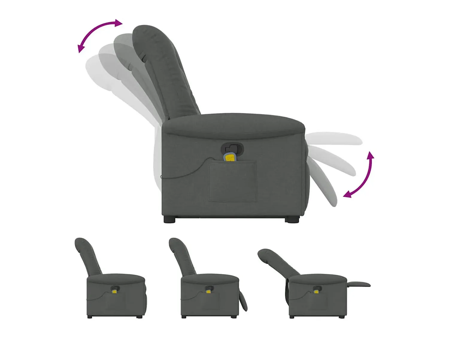 Poltrona elevatória de massagens tecido cinzento-escuro SHL251803^ Poltrona