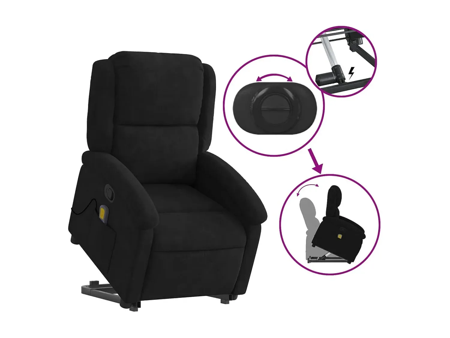 Poltrona elevatória de massagens veludo SHL660861^ Poltrona