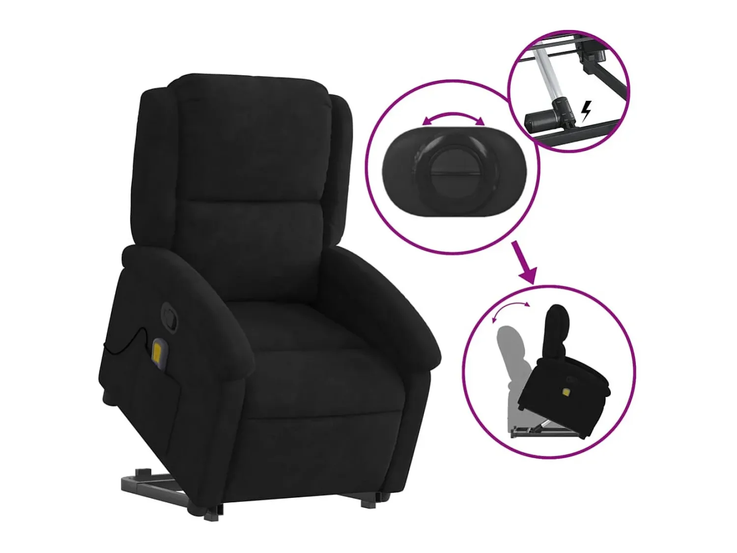 Poltrona elevatória de massagens veludo SHL660861^ Poltrona