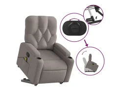 Poltrona elevatória de massagens tecido cinzento-acastanhado SHL539195^ Poltrona