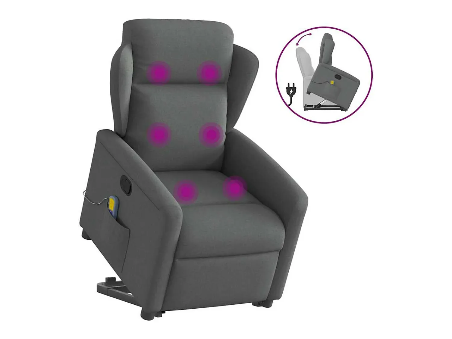 New Poltrona elevatória de massagens tecido cinzento-escuro SHL403692 Cinza antracite