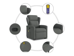 New Poltrona elevatória de massagens tecido cinzento-escuro SHL403692 Cinza antracite