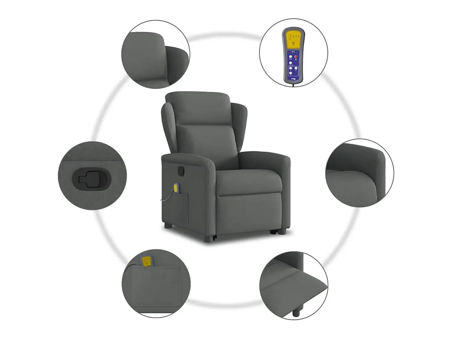 New Poltrona elevatória de massagens tecido cinzento-escuro SHL403692 Cinza antracite
