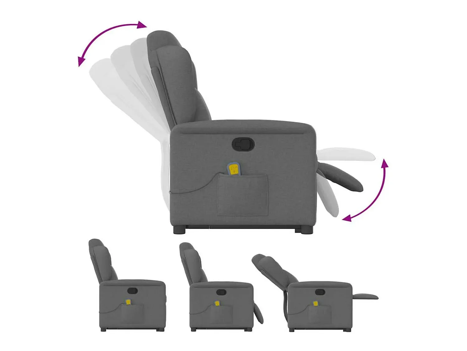 New Poltrona elevatória de massagens tecido cinzento-escuro SHL403692 Cinza antracite
