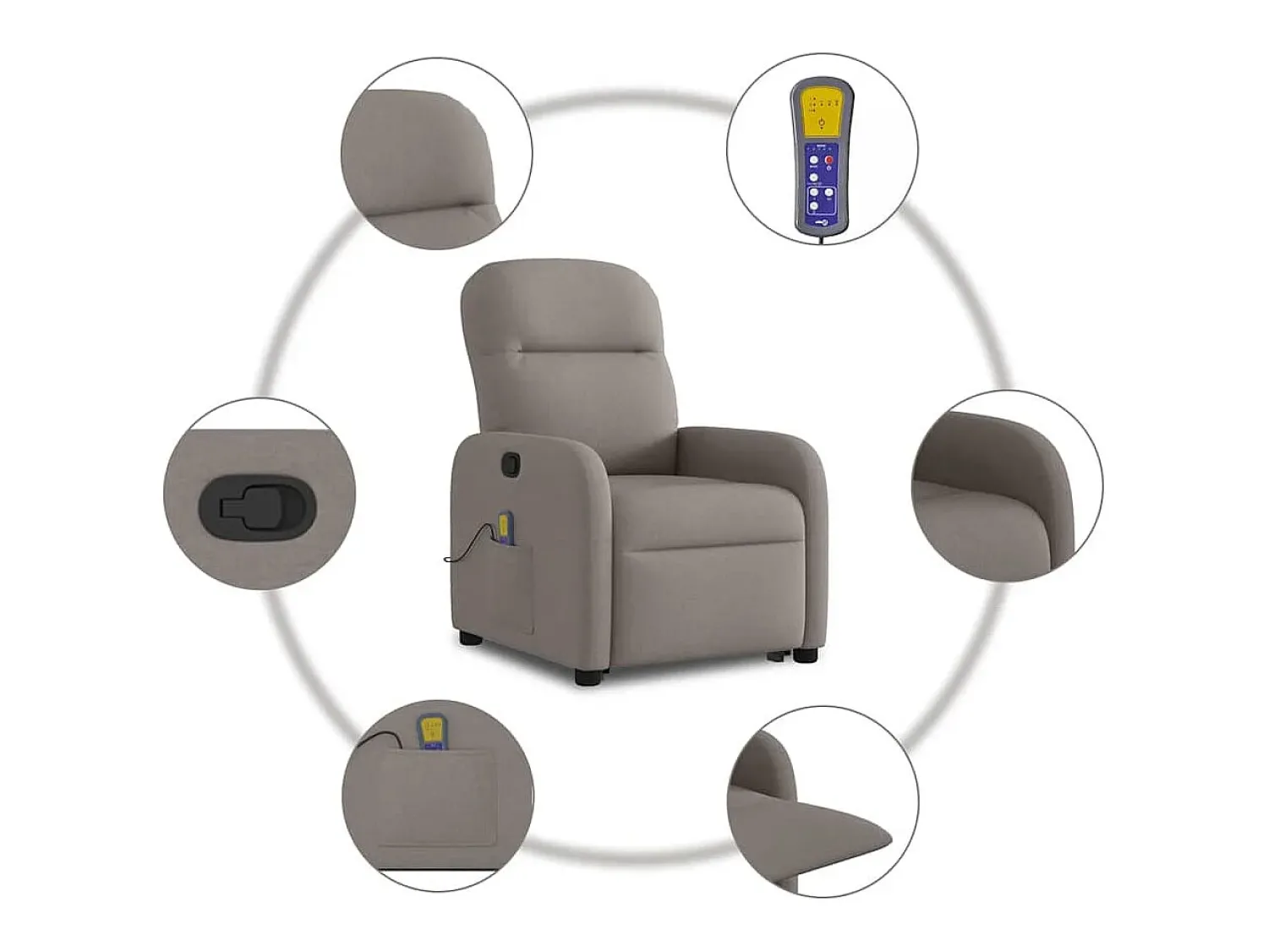 Best Poltrona elevatória de massagens tecido cinzento-acastanhado SHL710512 Taupe
