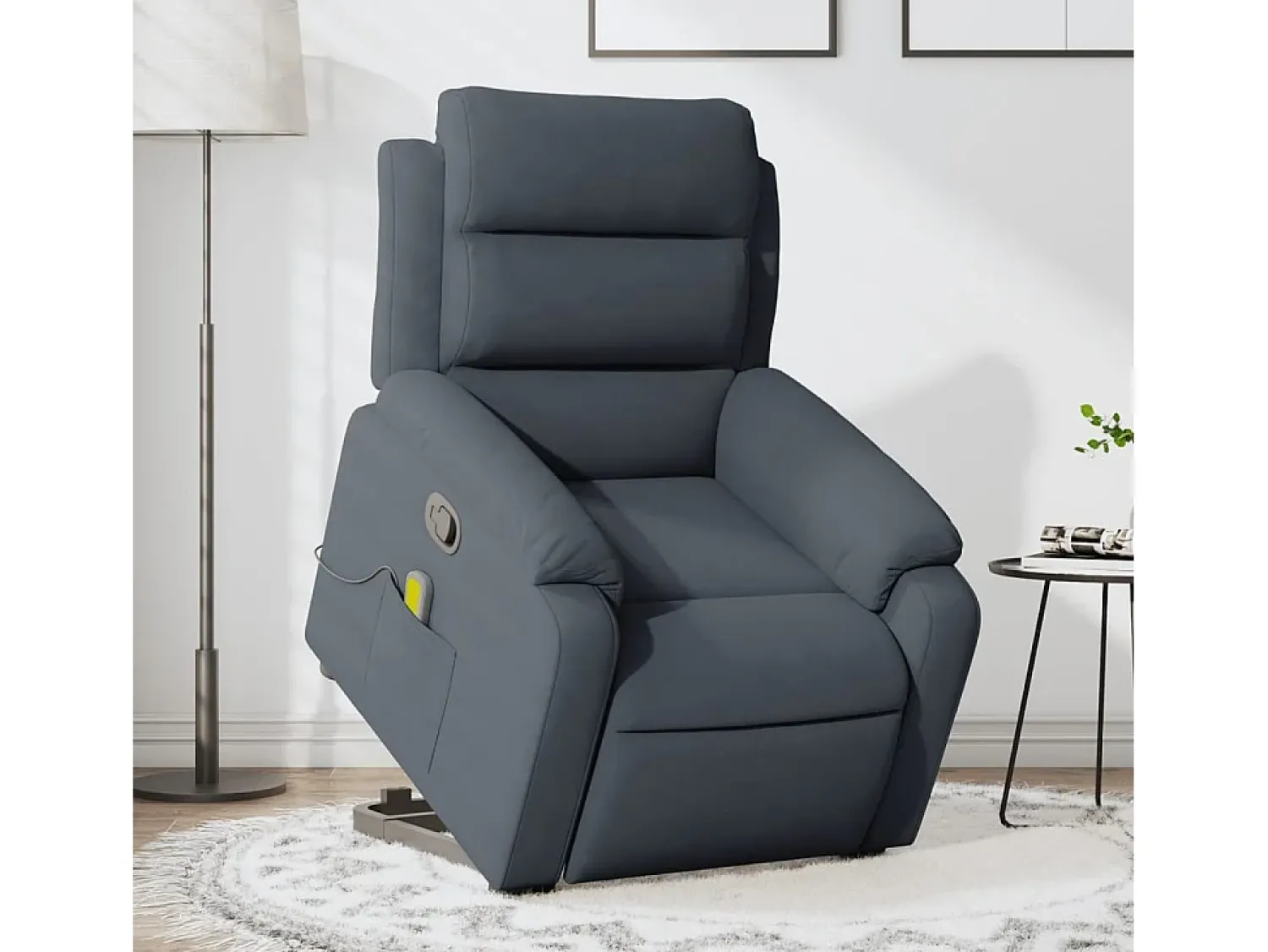 New Poltrona elevatória de massagens veludo cinza-escuro SHL748034 Cinza antracite