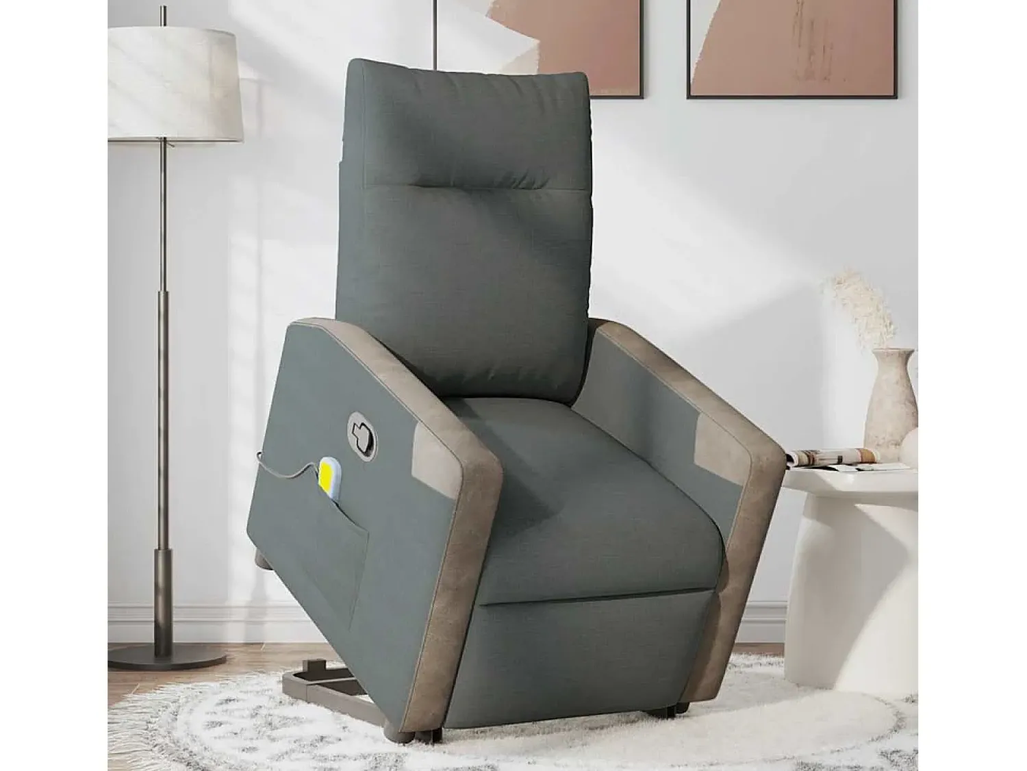 Poltrona| Poltrona elevatória de massagens tecido cinzento-escuro SHL962087 Cinza antracite