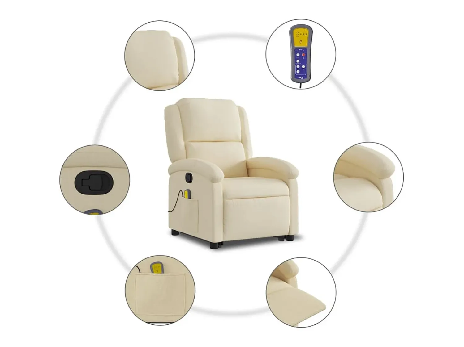 New Poltrona elevatória de massagens tecido cor SHL783044 Creme
