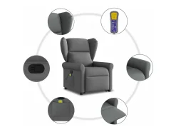 Poltrona| Poltrona elevatória de massagens tecido cinzento-escuro SHL389845 Cinza antracite