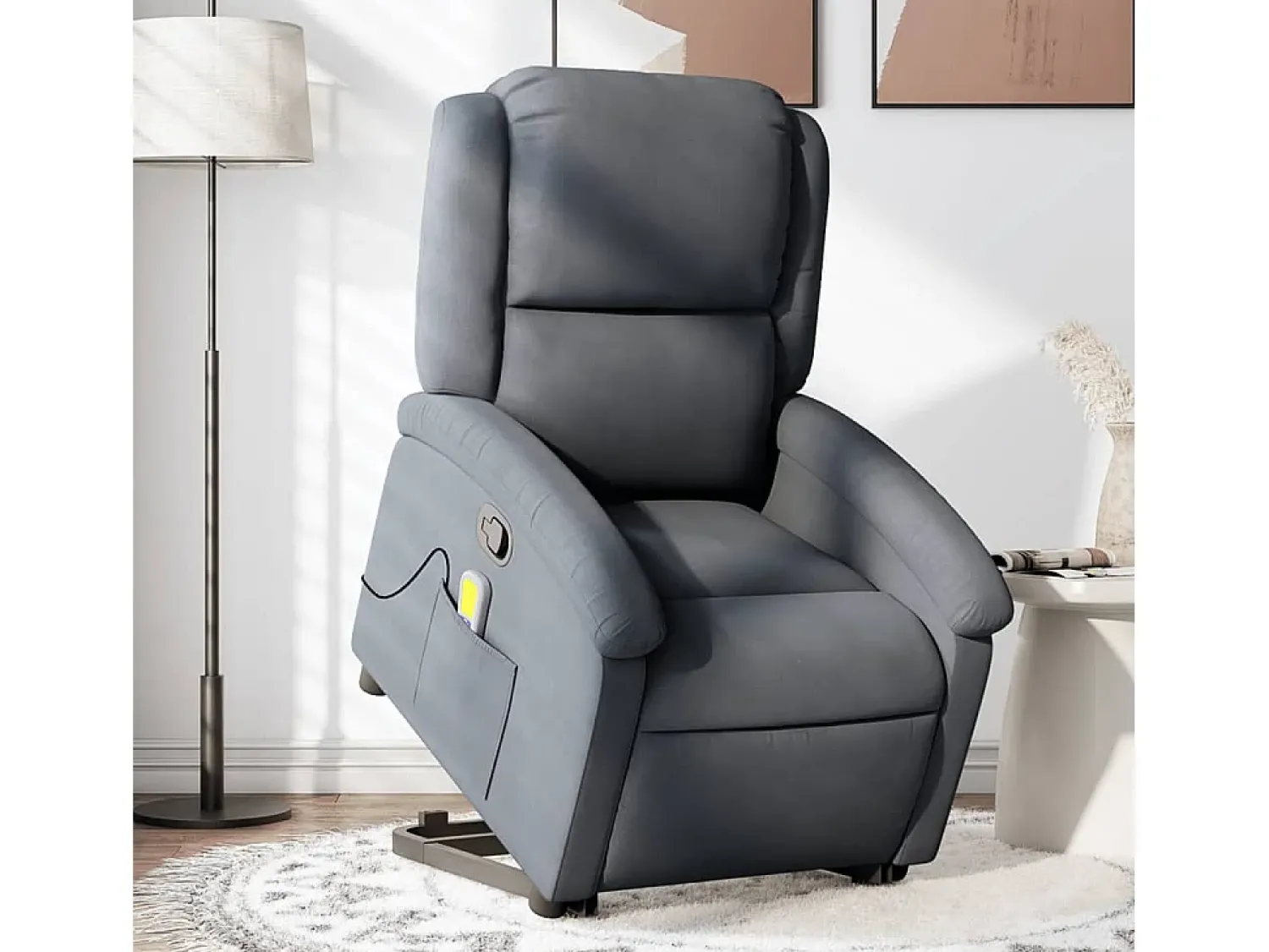 Poltrona* Poltrona elevatória de massagens veludo cinza-escuro SHL654231 Cinza antracite