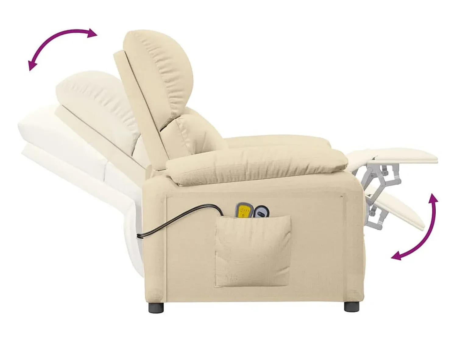 Poltrona|vidaxl Poltrona elevatória de massagens elétrica tecido Creme