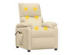 Poltrona|vidaxl Poltrona elevatória de massagens elétrica tecido Creme