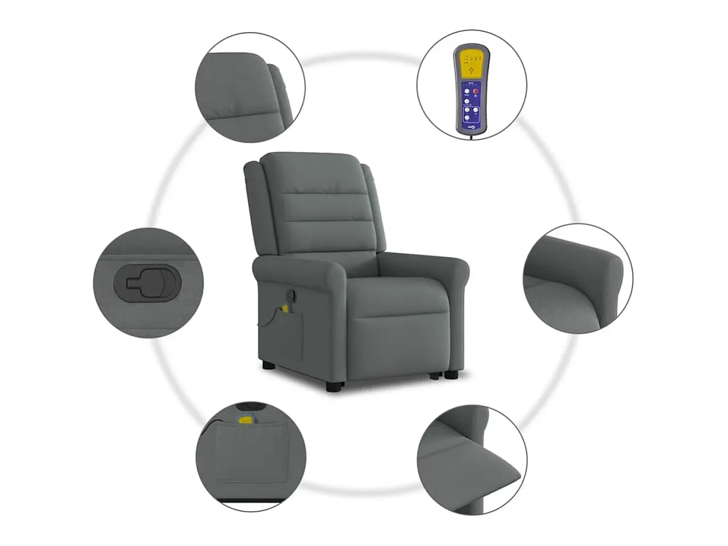 Poltrona* Poltrona elevatória de massagens tecido cinzento-escuro SHL906915 Cinza antracite