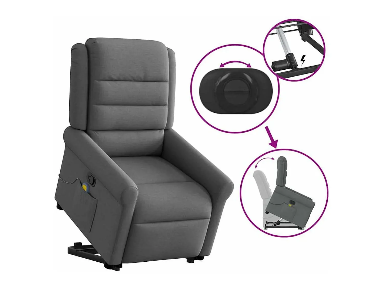 Poltrona* Poltrona elevatória de massagens tecido cinzento-escuro SHL906915 Cinza antracite