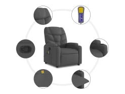 Clearance Poltrona elevatória de massagens tecido cinzento-escuro SHL796155 Cinza antracite