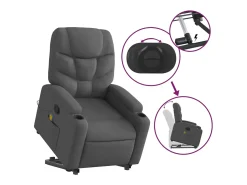 Clearance Poltrona elevatória de massagens tecido cinzento-escuro SHL796155 Cinza antracite
