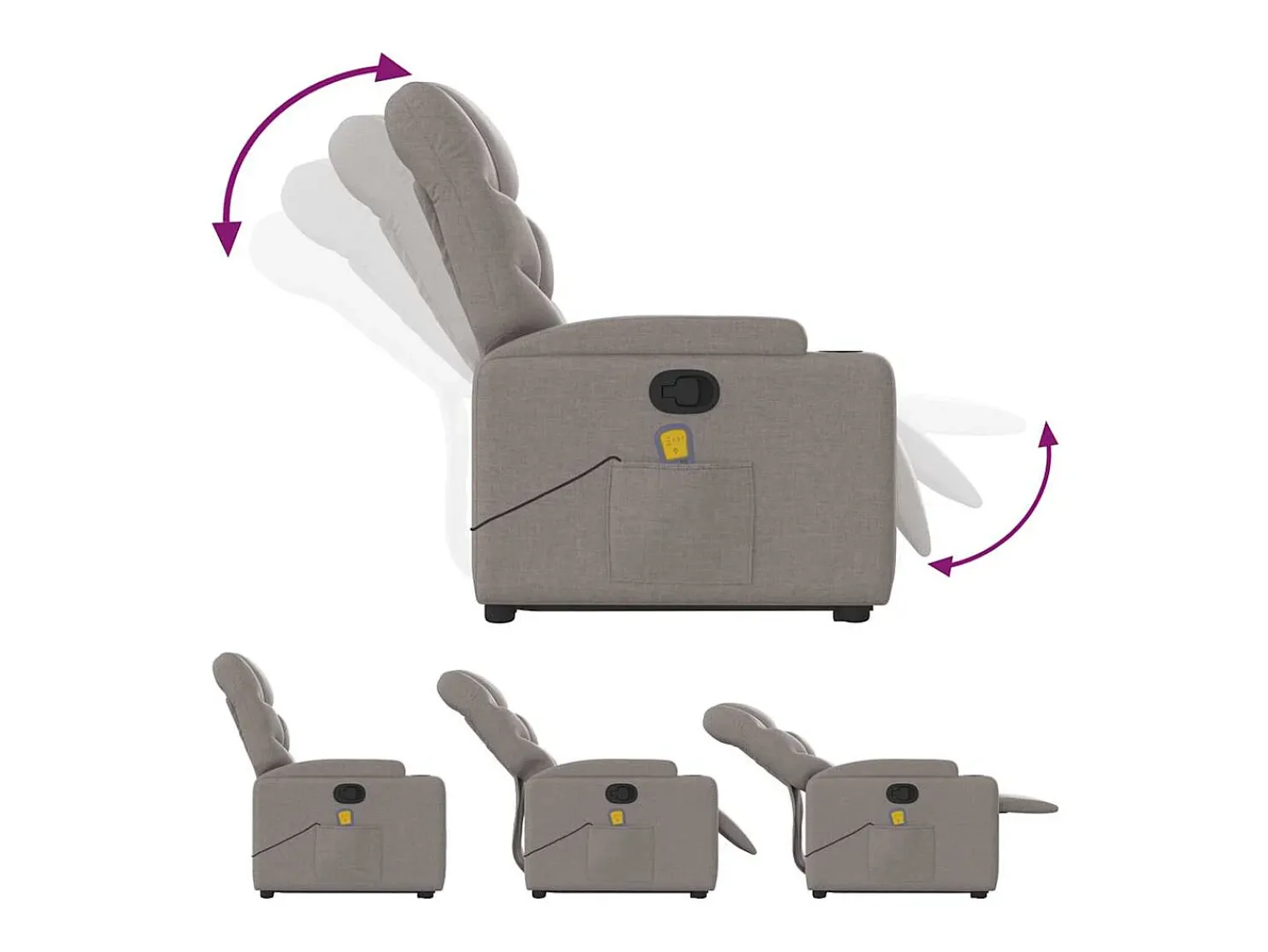 Poltrona| Poltrona elevatória de massagens tecido cinzento-acastanhado SHL11419 Taupe