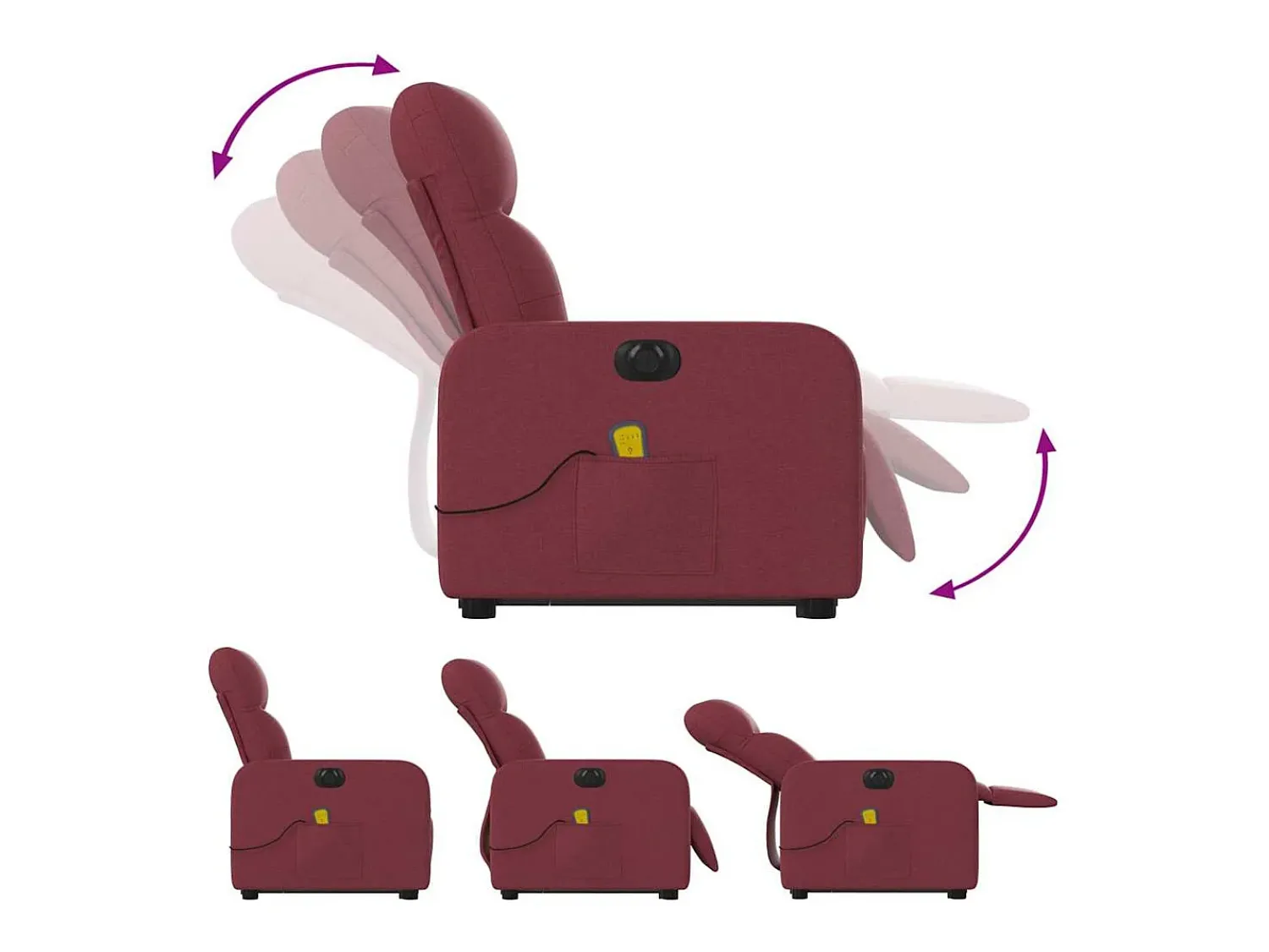 Poltrona| Poltrona elevatória de massagens elétrica tecido tinto SHL734471 Vermelho