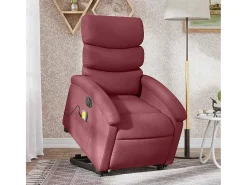 Discount Poltrona elevatória de massagens elétrica tecido tinto SHL159505 Vermelho