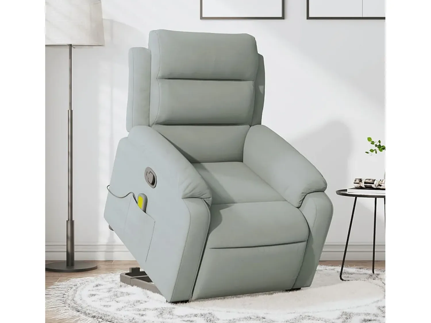 Poltrona| Poltrona elevatória de massagens veludo cinza-claro SHL115287 Cinzento