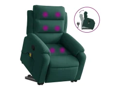 vidaxl Poltrona elevatória de massagens veludo -escuro^ Poltrona