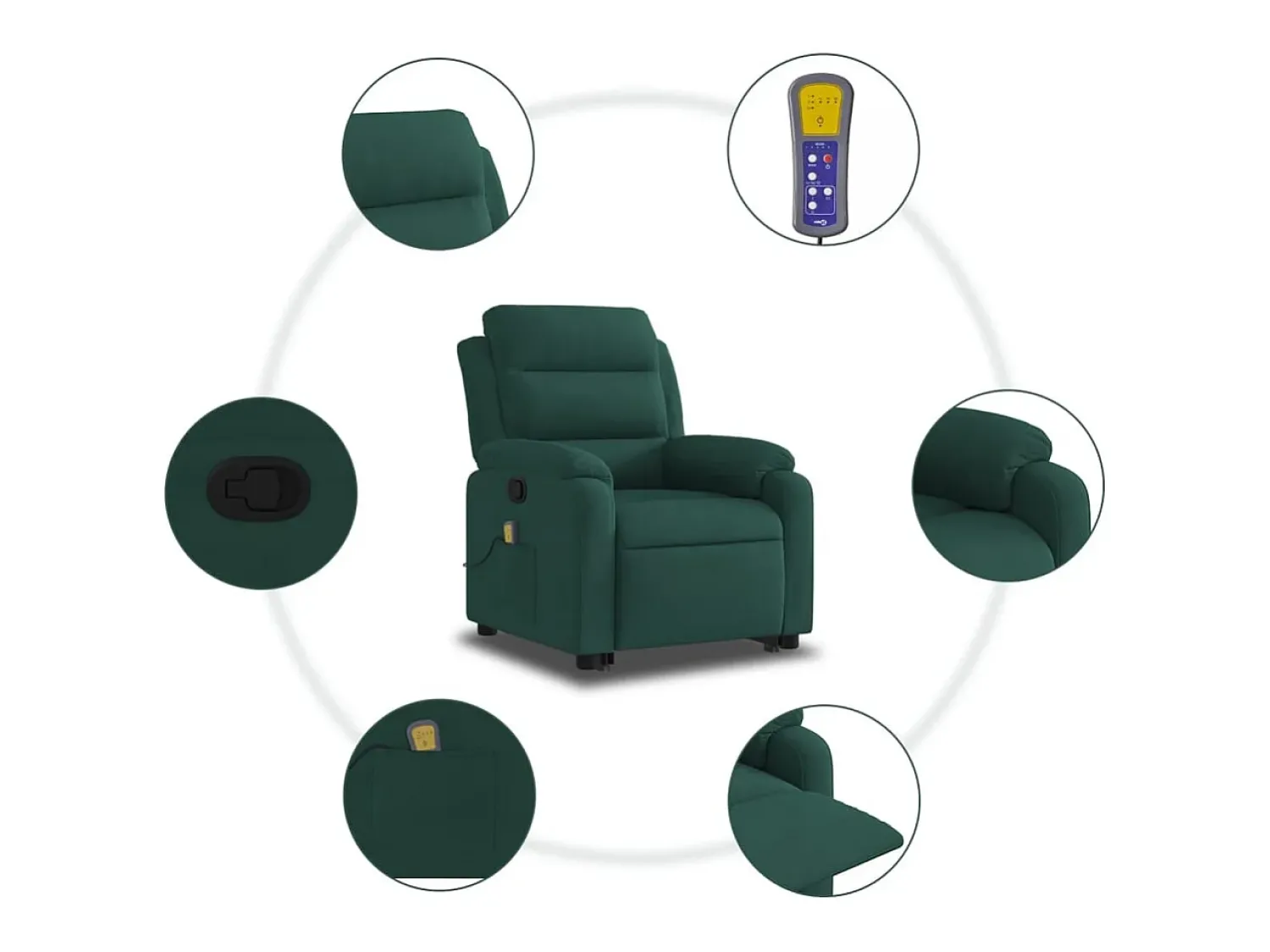 vidaxl Poltrona elevatória de massagens veludo -escuro^ Poltrona