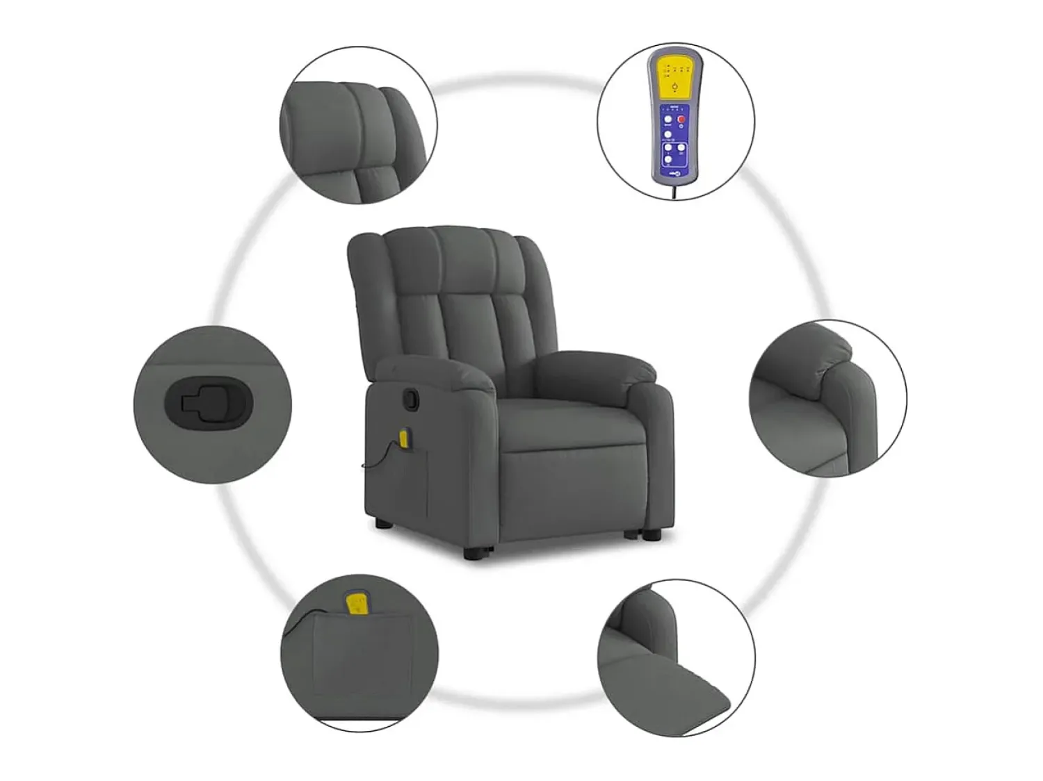 Poltrona| Poltrona elevatória de massagens tecido cinzento-escuro SHL194584 Cinza antracite