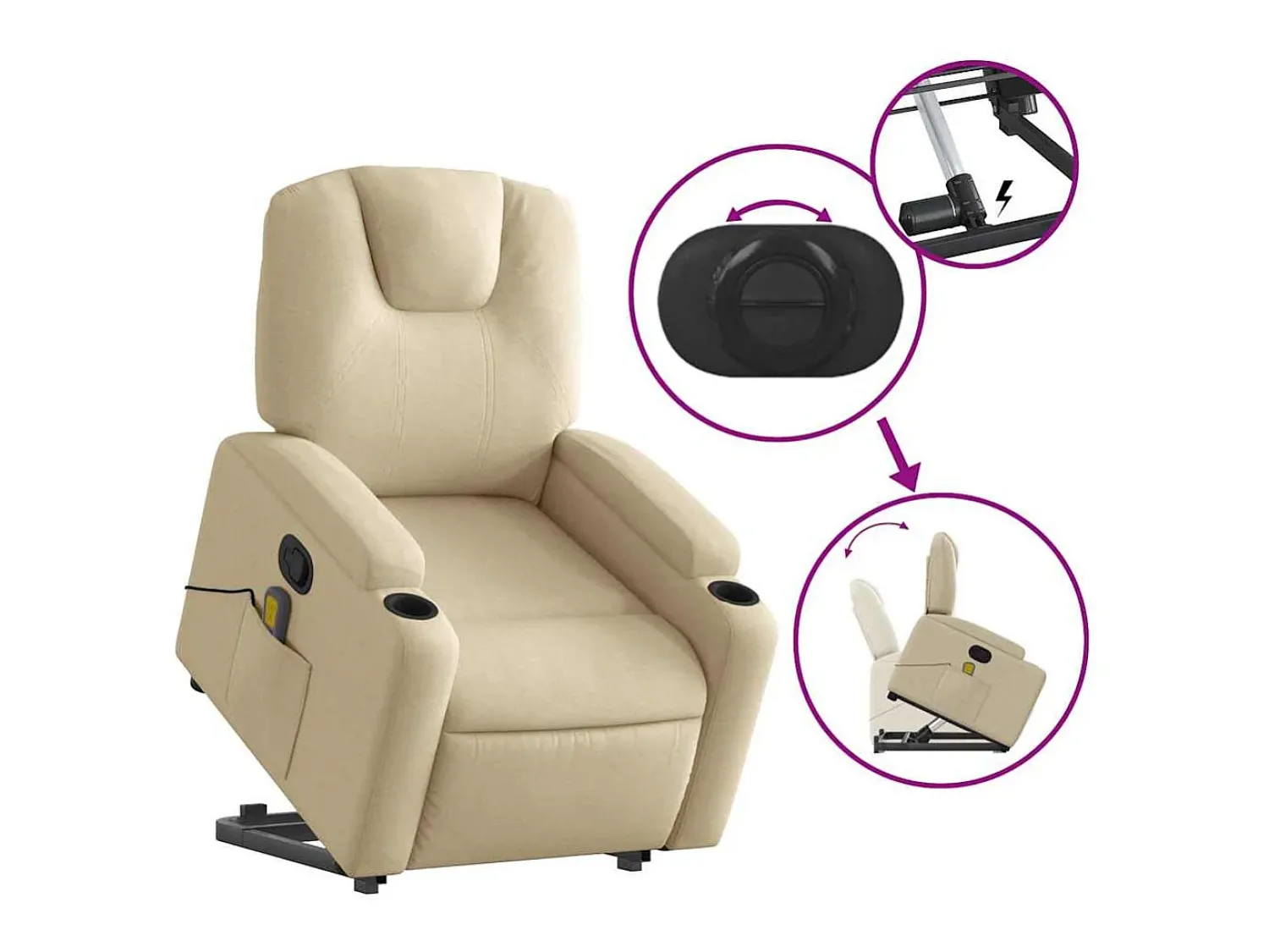 Poltrona* Poltrona elevatória de massagens tecido cor SHL41126 Creme
