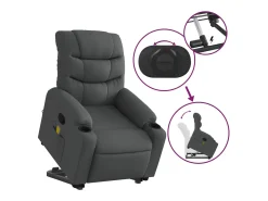 Poltrona elevatória de massagens tecido cinzento-escuro SHL429806^ Poltrona