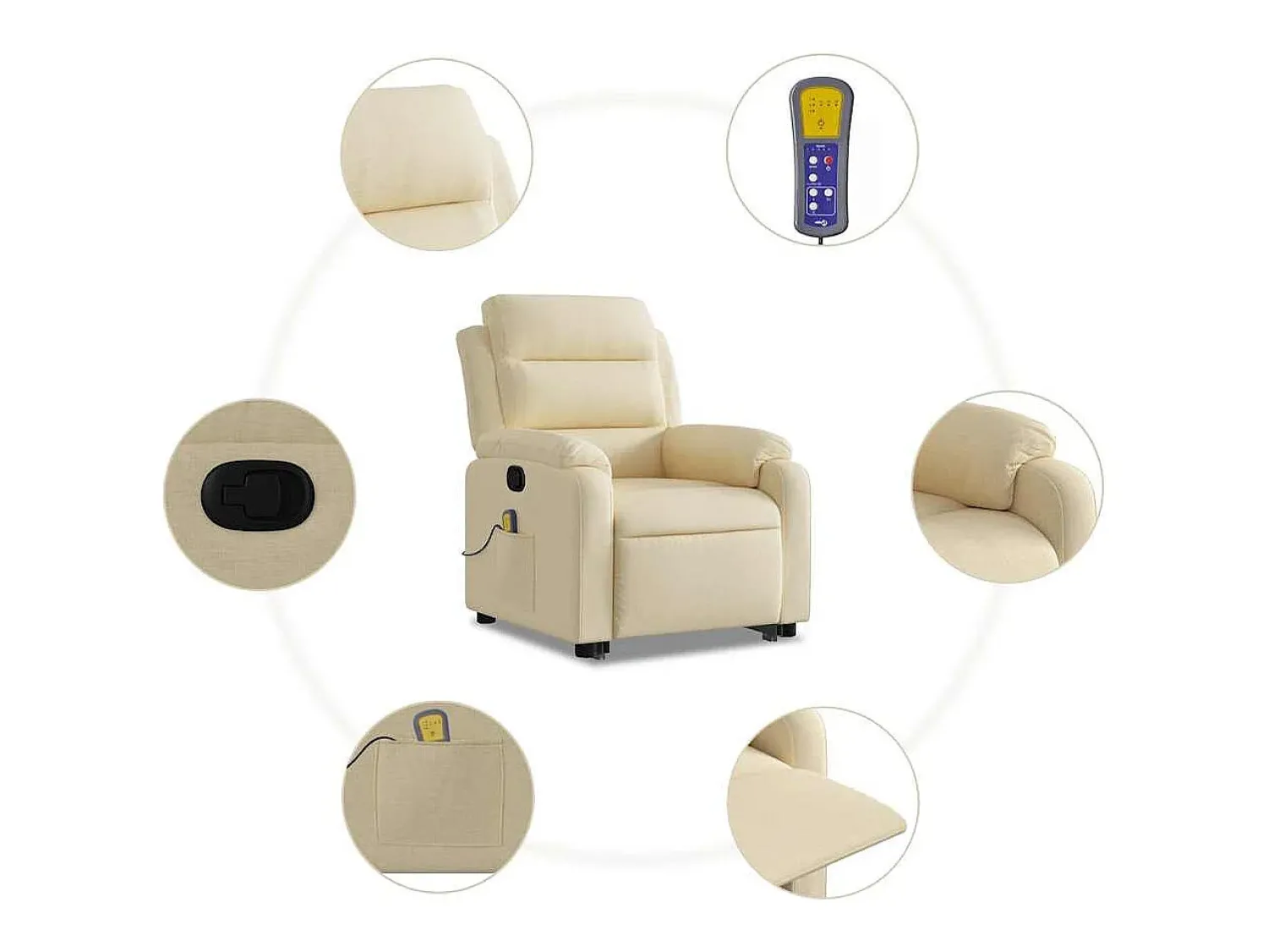 Poltrona| Poltrona elevatória de massagens tecido cor SHL509647 Creme
