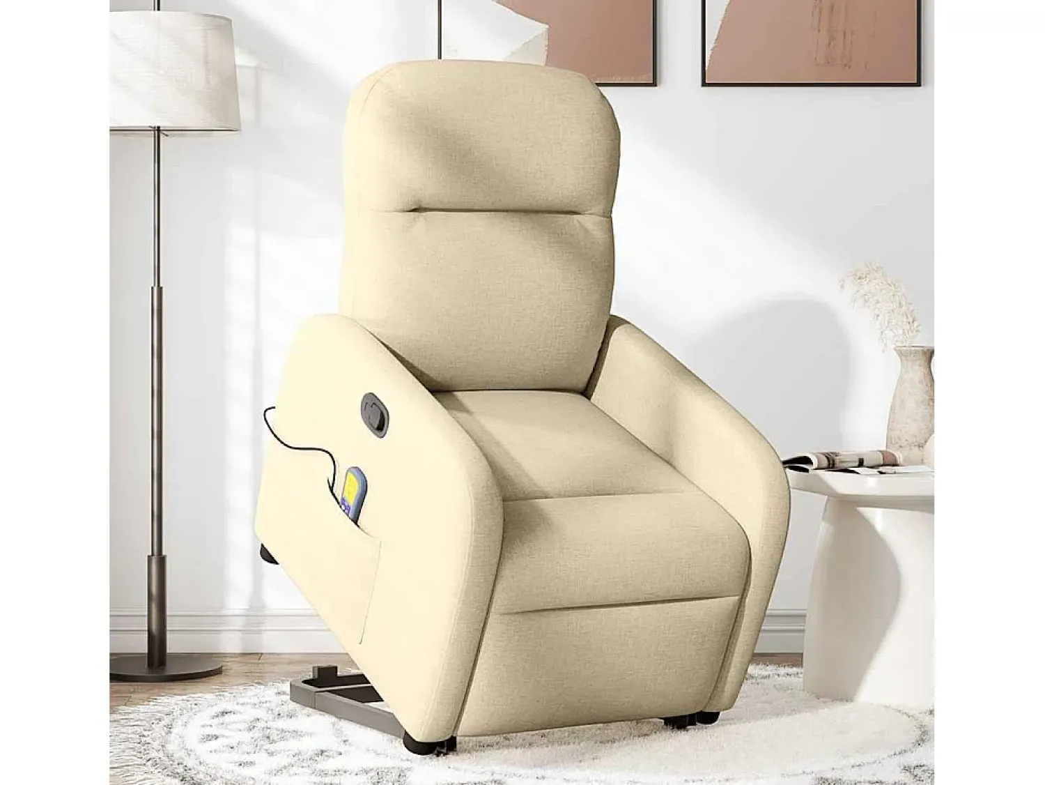 Poltrona*vidaxl Poltrona elevatória de massagens tecido cor Creme
