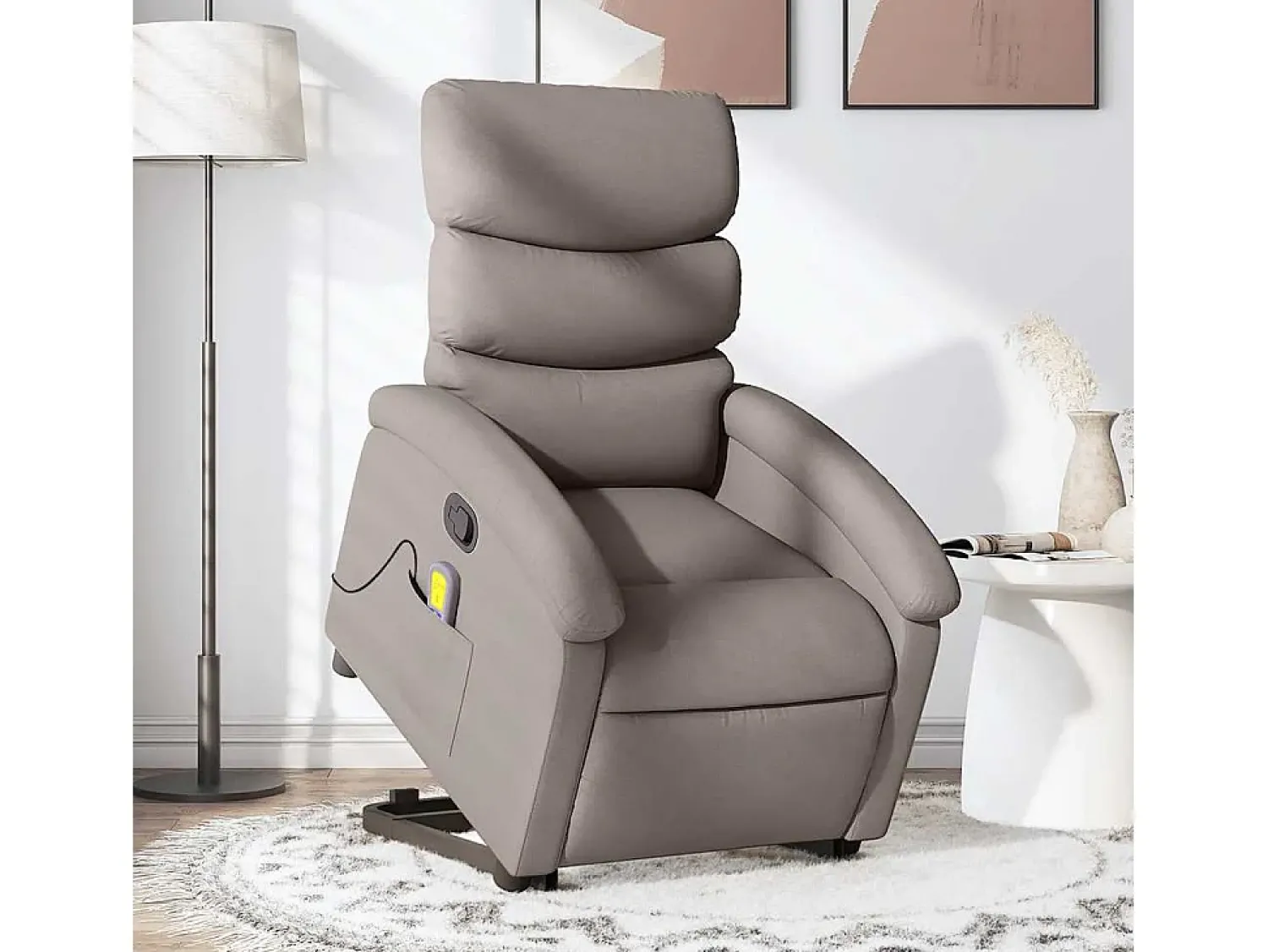 New Poltrona elevatória de massagens tecido cinzento-acastanhado SHL450651 Taupe