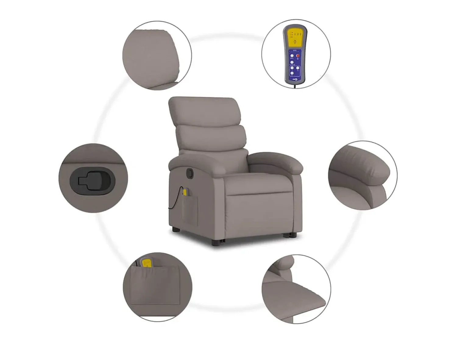 New Poltrona elevatória de massagens tecido cinzento-acastanhado SHL450651 Taupe
