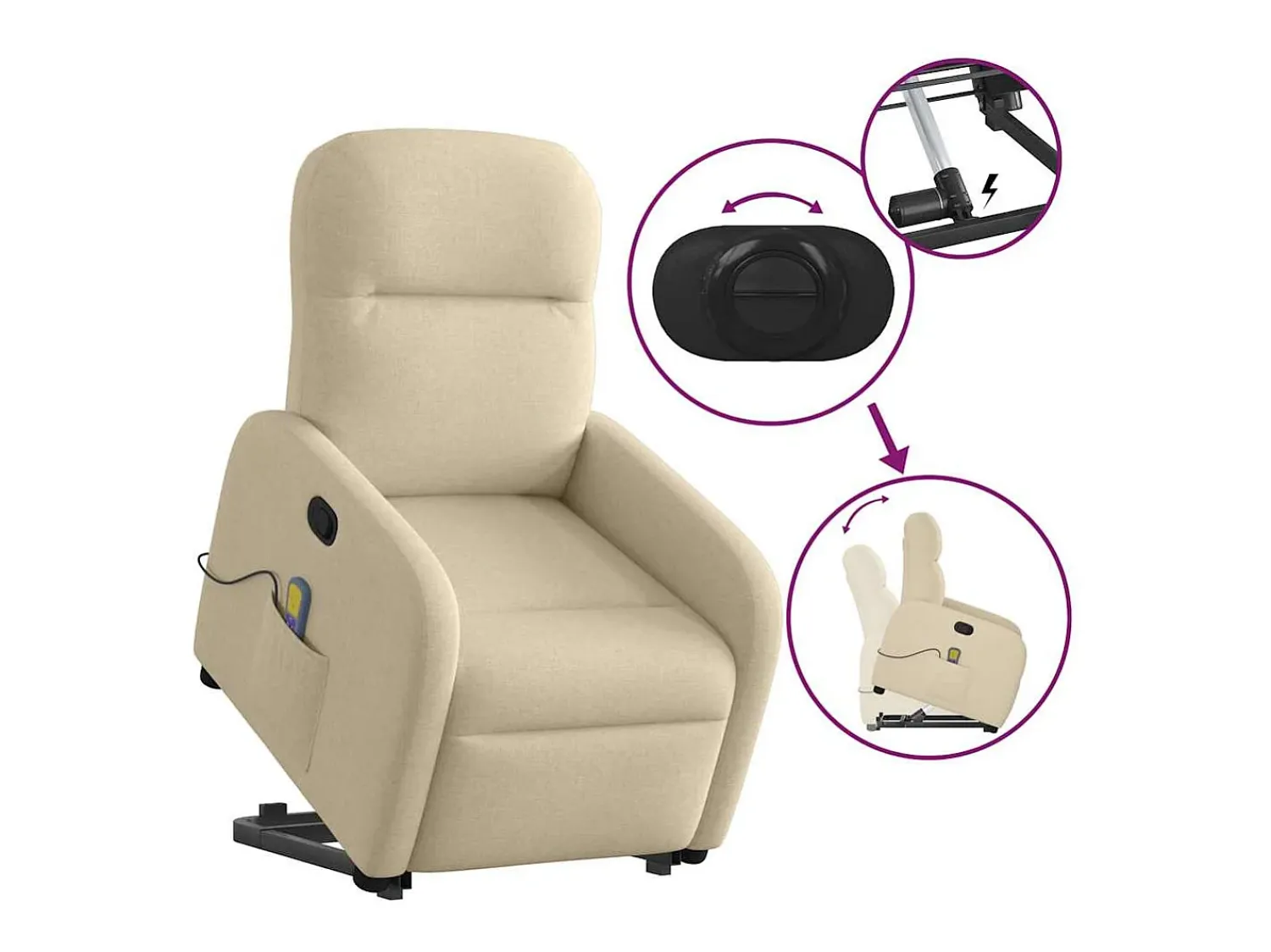 Poltrona* Poltrona elevatória de massagens tecido cor SHL685409 Creme
